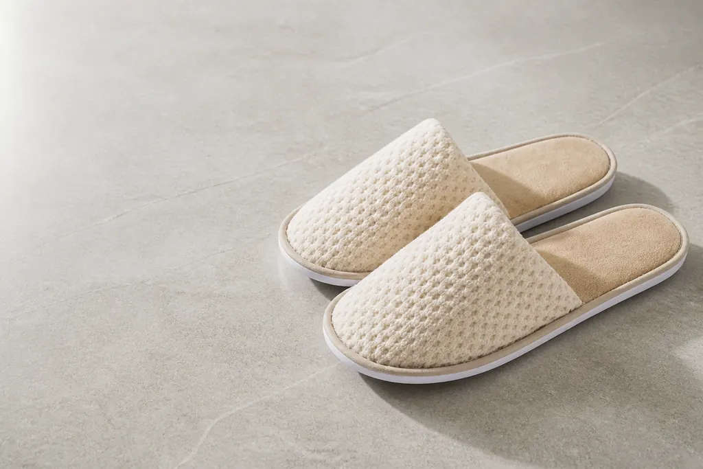 Vlies-Hotelslippers in Caramel